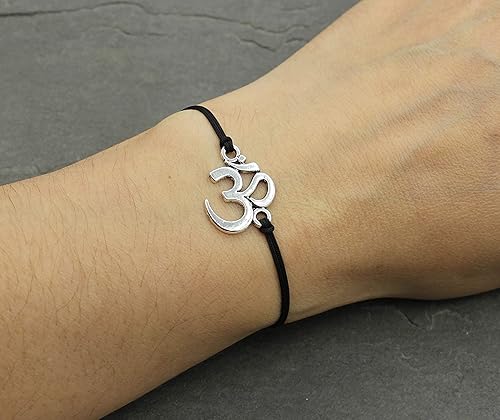Om Zeichen Damen Armband Yoga Makramee Band Armschmuck Nylonband Lotusblüte in Silber Rosa Rot Grün Farbe Handmade Schmuck Ge