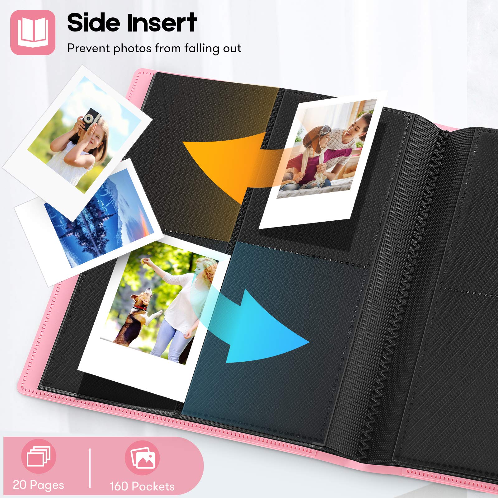 Ablus 160 Pockets Mini Photo Album for Fujifilm Instax Mini Camera, Polaroid Snap, Z2300, SocialMatic Instant Cameras & Zip Instant Printer (160 pockets, Pink)