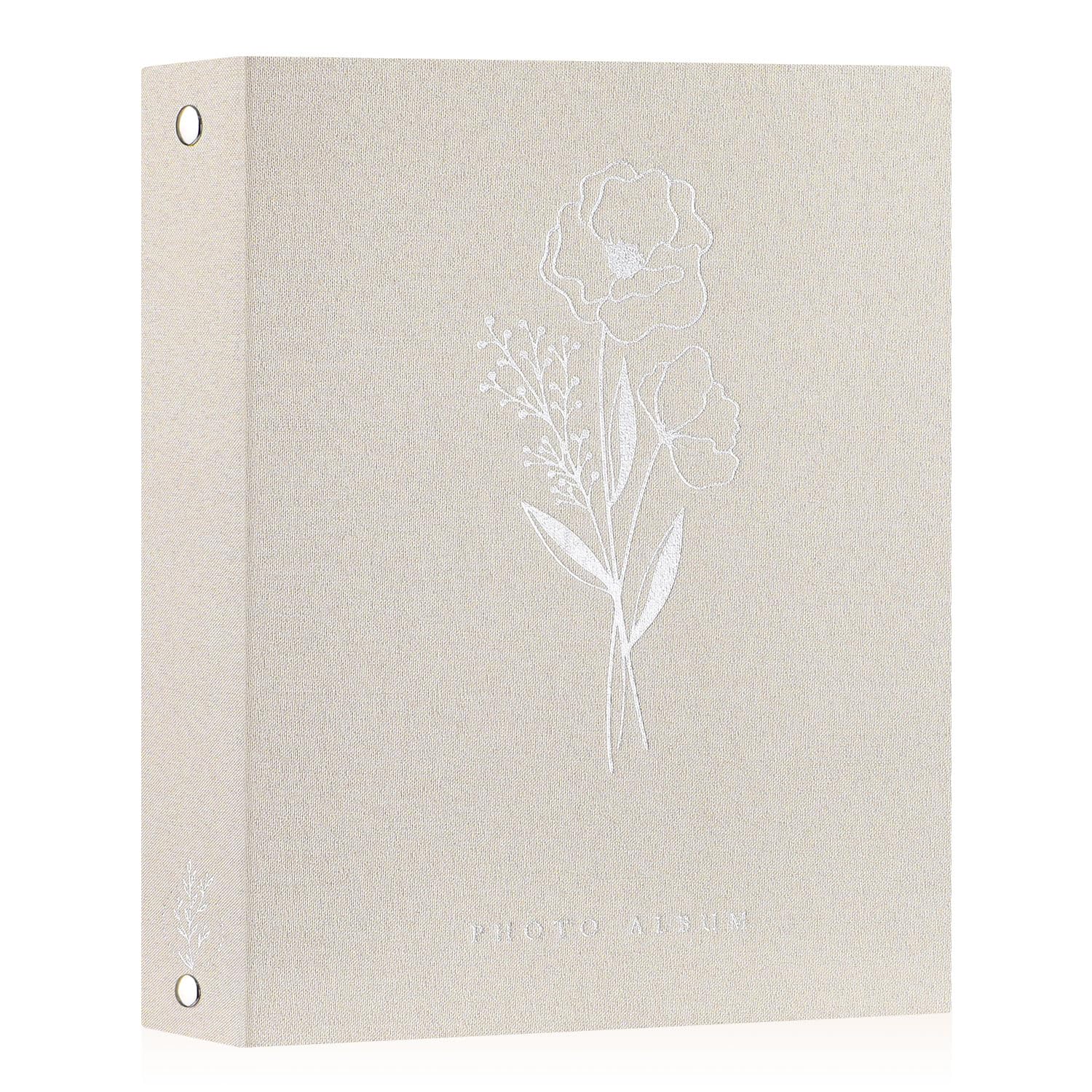 Lanpn Photo Albums A4 100 Photos, Linen Cover Acid Free Pocket Photo Book Picture Album Holds 100 Portrait Only A4 Picture (Beige,21x30 cm)