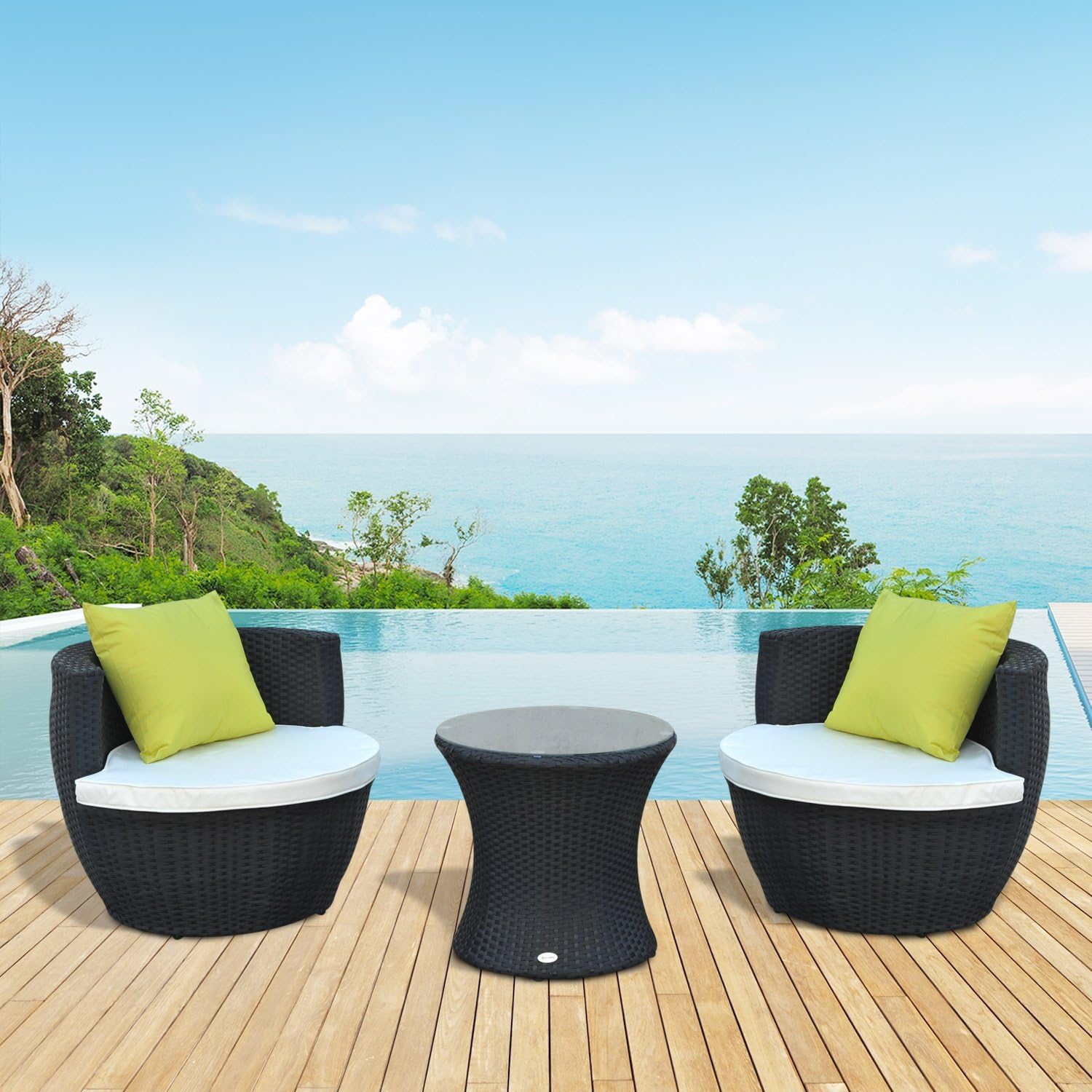 Best 3PCs Rattan Furniture Patio Bistro Set for Outdoor Garden Beach Patios. Made of Resin Wicker & Aluminium Frame