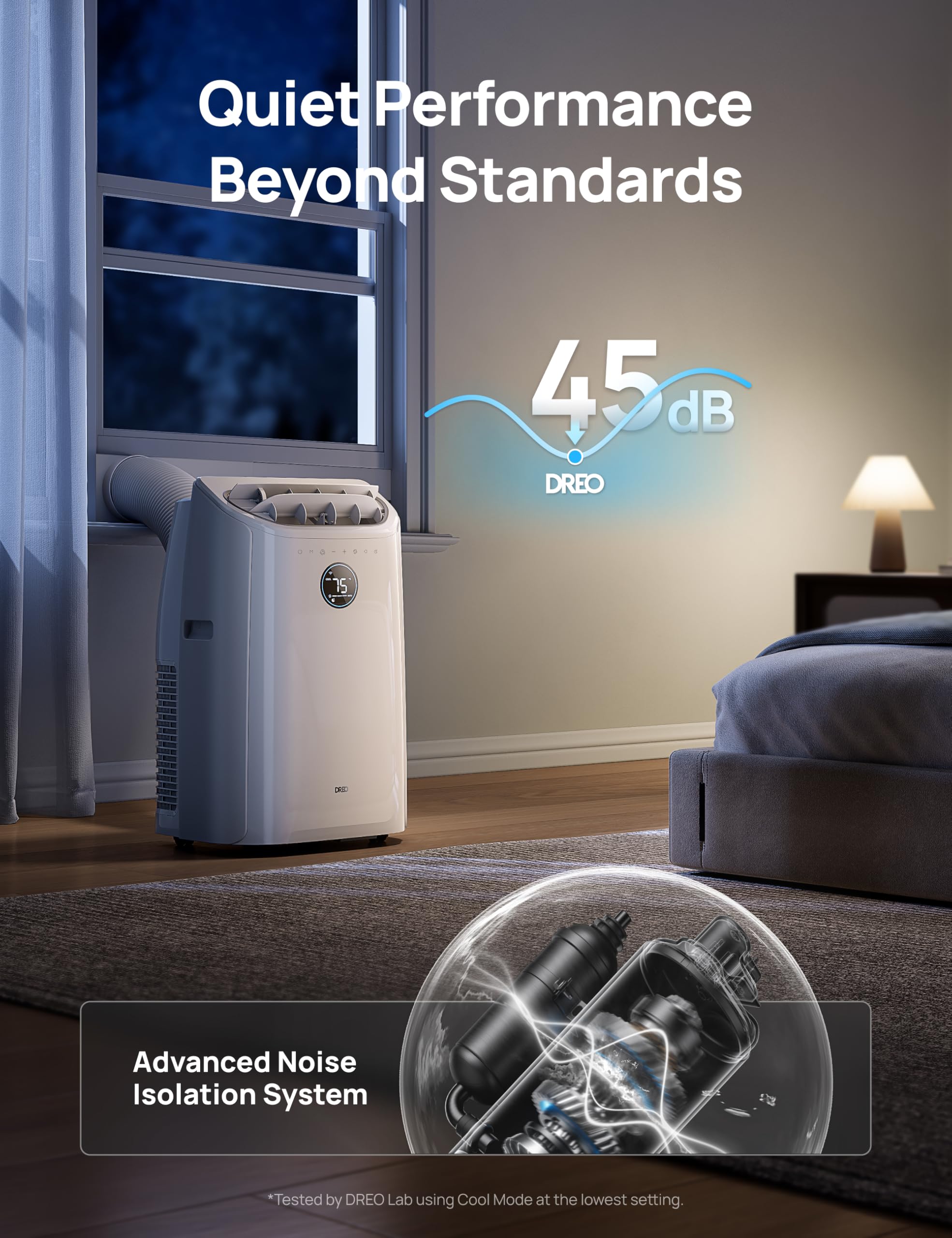 Dreo Portable Air Conditioners, 12000 BTU ASHRAE (8000 BTU DOE) Smart AC Unit for Room with Drainage-free Cooling, APP/Voice/Remote, Fan & Dehumidifier, Quiet Standing AC for Bedroom, AC515S New