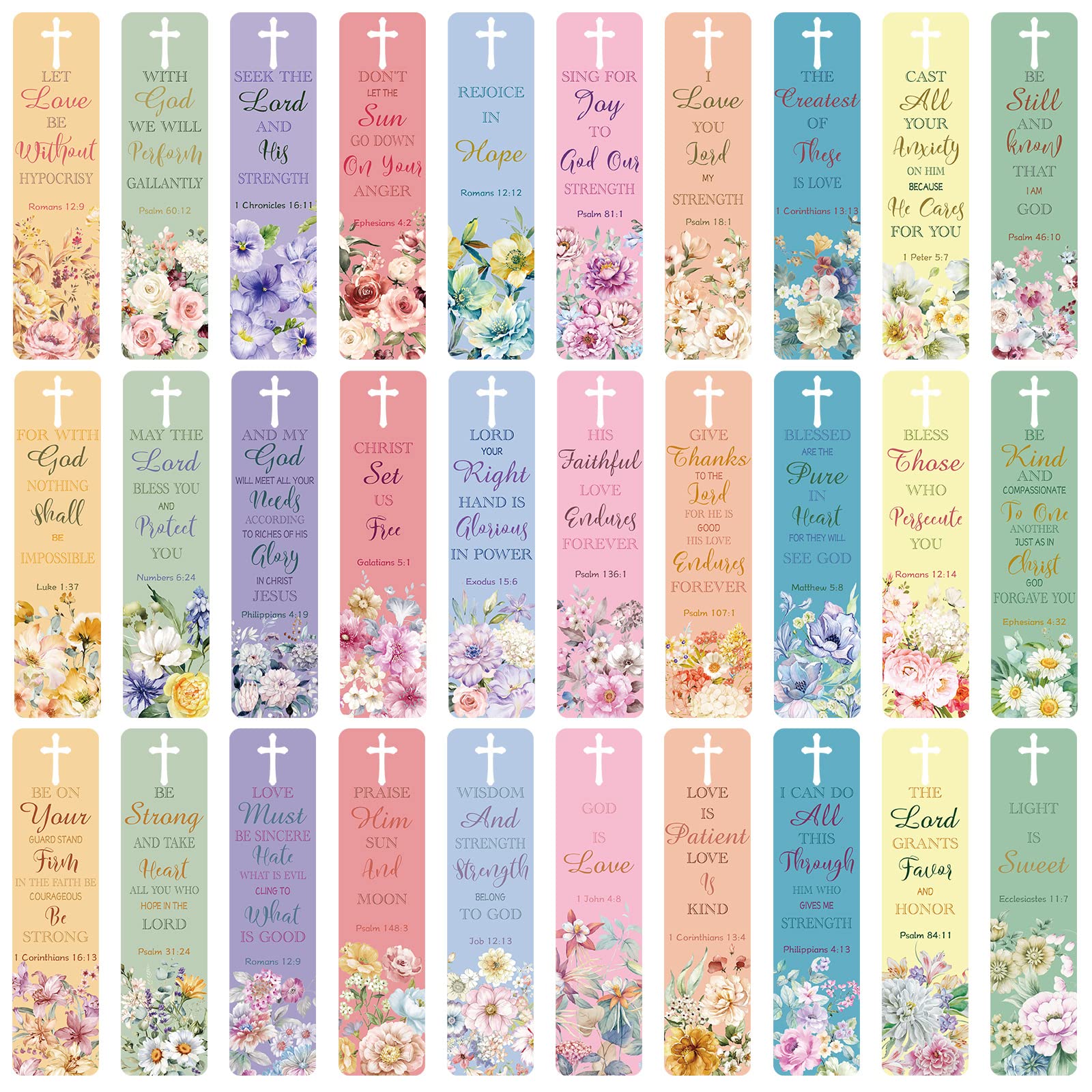120 Pieces Bible Verses Bookmarks with Hollow Cross for Women Scripture Bookmarks Christian Book Markers for Women Men Church Gifts Supplies (Flower)