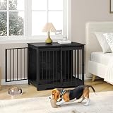 Hzuaneri Dog Crate Furniture 81 cm Double Door Barn Door Anti-Chew Black view 3