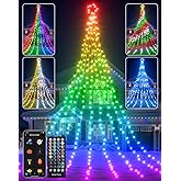23FT Outdoor Christmas Decorations Star String Lights, Smart RGB Led Tree Lights Waterfall DIY Preset Scenes App Remote Control Large Unique Yard Lights for Outside Roof Home Xmas Holiday Decor