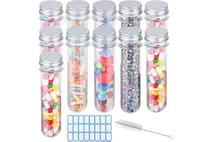 LABALPHA 11Pcs Plastic Test Tubes with Screw Caps for Candy Storage, Party, Bath Salt Vials, 33x160mm (100ml), Include a Test Tube Brush and Sticker Label