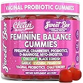 Clean Nutra Feminine Balance Gummies for Women Pineapple VaginalProbiotics pH Balance Cranberry D Mannose Supplement Inositol Black Cohosh Evening Primrose Garlic Vitex GLA Prebiotics Folate 60ct