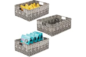 mDesign Woven Ombre Farmhouse Kitchen Pantry Food Storage Organizer Basket Bin - for Cabinets, Cupboards, Shelves, Countertop