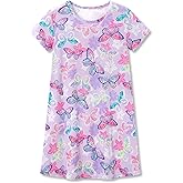 Topgal Teen/Little Girls Nightgown - Summer Short Sleeves Trendy Tie-Dye Butterfly Breakfast Nightdress Pajama Size 6-16