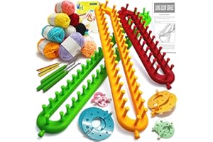 UCDRMA Knitting Loom Kit 35PC Scarf Loom Knitting Kit for Beginners, Quick Loom Knitting for Beginners Adult/Kids Contain Instructions, Pom Pom Maker and Yarn for Crochet Blanket Kit