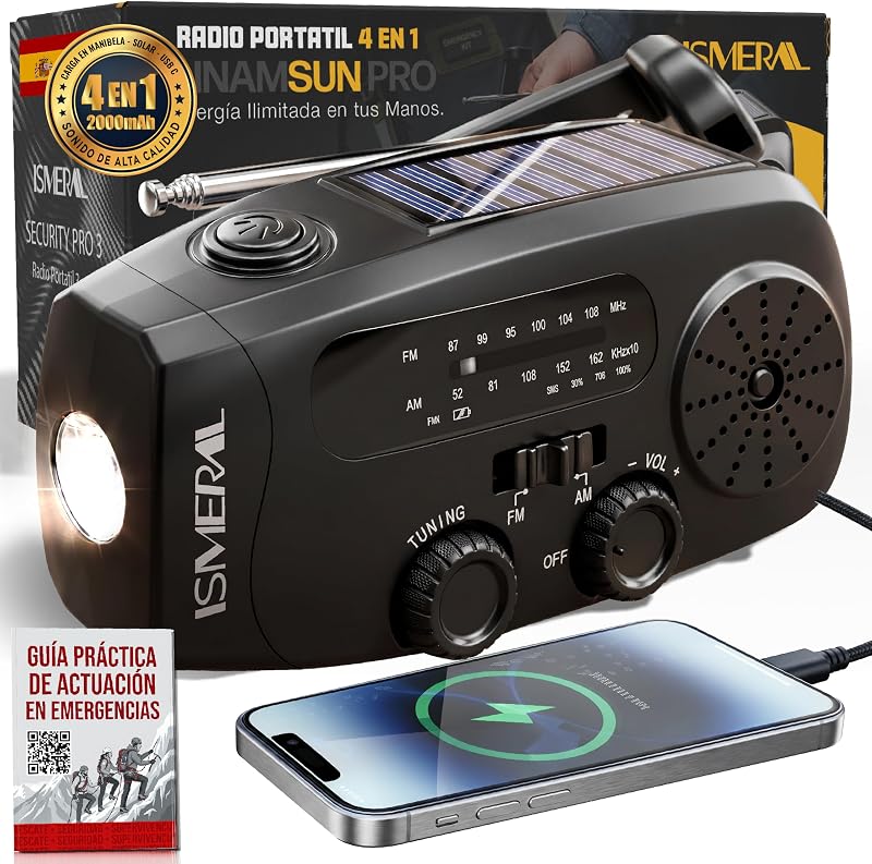 Radio Portatil 2000 mAh Radio FM/Am Linterna LED+ Sos +Manual Supervivencia — foto 1 de 8
