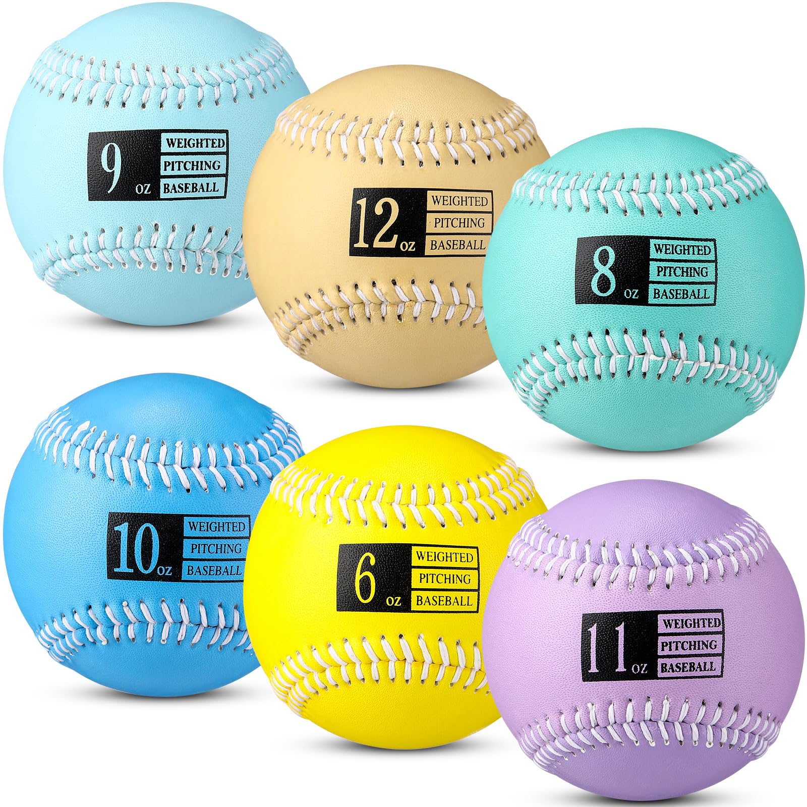 Photo 1 of Soulchen 6 Pack Weighted Softball 9 Inch Training Softballs Weighted Balls for Strength & Velocity Training (6oz, 8oz, 9oz, 10oz, 11oz, 12oz)
