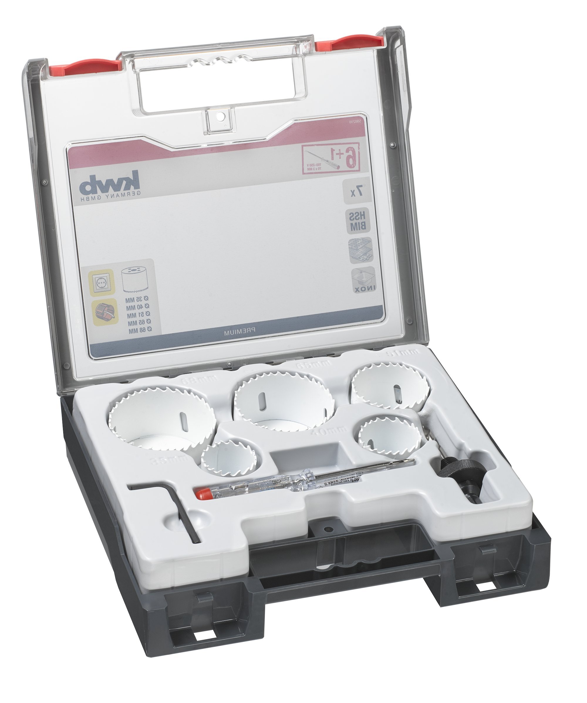 kwb 7-Piece Professional Bi-Metal Hole Saw Set for Electricians – HSS-CO, Progressive Vario Tooth, 8% Cobalt