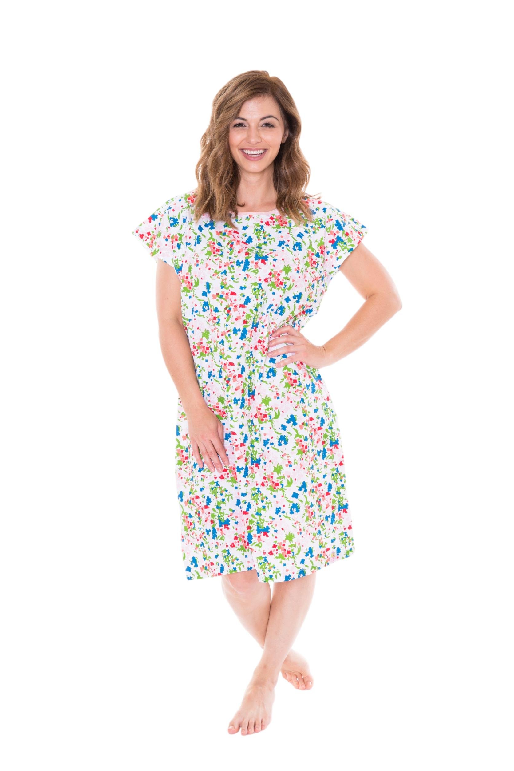 DMI Hospital Gown, Easy Access Patient Gown, Blue Hospital