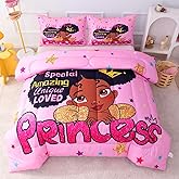 GRAT TIOC Black Girl Comforter Sets Twin,Black Girl Magic Bedding Set,African American Comforter Set for Kids Toddler,Cute Afro Melanin Princess Bed Set