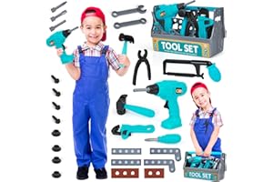 EP EXERCISE N PLAY Kids Tool Set - Pretend Play Toy Tool with Tool Box, Toddlers Toy Drill Construction Tool Accessories Gift for Toddlers Boys Aged 3 4 5 6 7