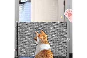 Retractable Pet Gate No Drilling - Extendable Mesh Barrier for Dogs & Cats, Portable Indoor Safety Gate for Stairs, Doorways, Hallways, Decks & Patio (58x125cm)