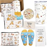 UAREHIBY Corgi Gifts for Lovers, Christmas Birthday Corgi Gift Box for Women, 20 OZ Dog Lover Tumbler, Cute Make up Bag, Funny Dish Towels, Corgis Socks, Corgis Gifts for Dog Mom