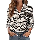 Zeagoo Button Down Shirts for Women Dressy Floral Printed Long Sleeve Blouse Business Casual Work Tops