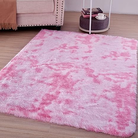 Amangel Super Soft Bedroom Area Rugs For Girls Cute Plush Rooms Decor Floor Shaggy Fur Rug Carpet For Baby Nursery Rooms 4x5 3 Feet Random Pattern
