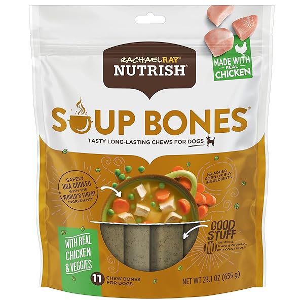 RACHAEL RAY NUTRISH SOUP BONES DOG TREATS, CHICKEN...
