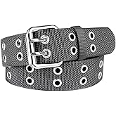 Drizzte Double Grommet Belt Plus Size 39 to 71'' Nylon Prong Belts for Women Men