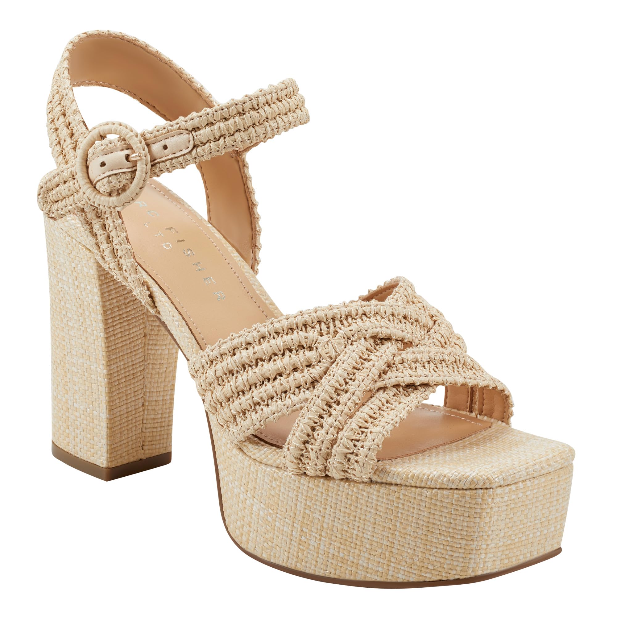 Marc Fisher LTD Women’s CHESSE Heeled Sandal, Natural 110, 11
