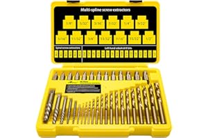 Topec 35-Piece Screw Extractor and Drill Bit Set, Bolt extractors, Multi-Spline Extractors, and Drill Bits for Removeing Broken Studs, Bolts, Socket Screws, and Fittings