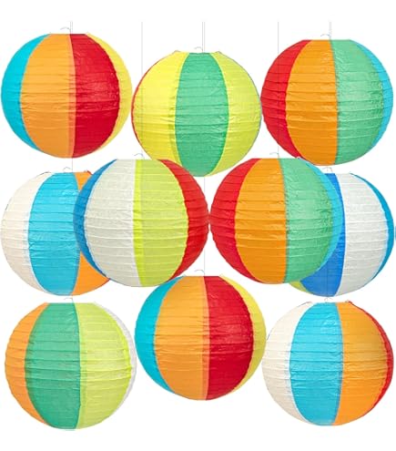 18-Piece Nautical Beach Party Decorations - Anchor & Ship Wheel Paper Lanterns, Fans & Honeycombs