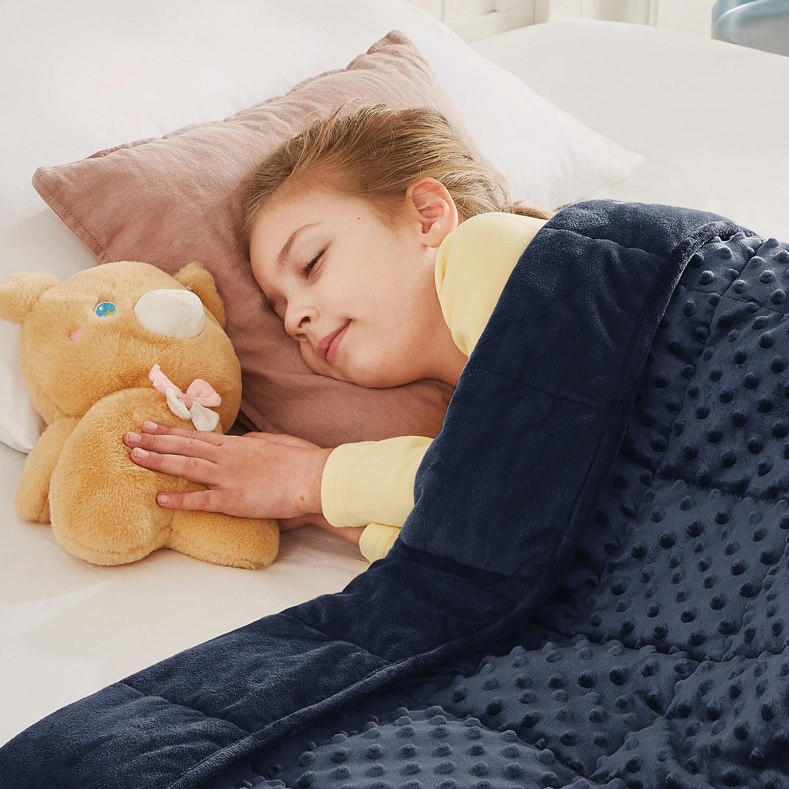 CuteKing Weighted Blanket - Weighted Blanket with Premium Glass Beads - Heavy Blanket Crystal Velvet for Comfort Sleep - Thick Blanket All Season (10lbs, 50"x60", Blue Bubble) Image