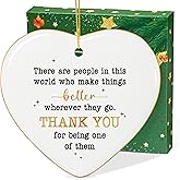 TEEZWONDER Christmas Thank You Gifts for Women - Heart-Shaped Christmas Ornaments 2025 with Gold-Trimmed Edges - Appreciation Inspirational Gifts for Women Coworker Teacher Friends Employee Boss Nurse