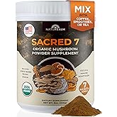 Sacred 7 Mushroom Powder Supplement, 7-in-1 Blend (7 Month Supply) | Immune Defense, Focus & Energy Support | Coffee Enhancer | Lion’s Mane, Reishi, Chaga | Organic 100% Fruiting Body Extract