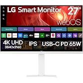 LG 27U730SA-W 27-Inch Smart 4K UHD (3840 x 2160) IPS Computer Monitor, HDR10, Built-in Speaker, Screen Share, Bluetooth, Remote Control, HDMI, USB Type-C PD 65W, Tilt/Height/Swivel/Pivot Stand, White