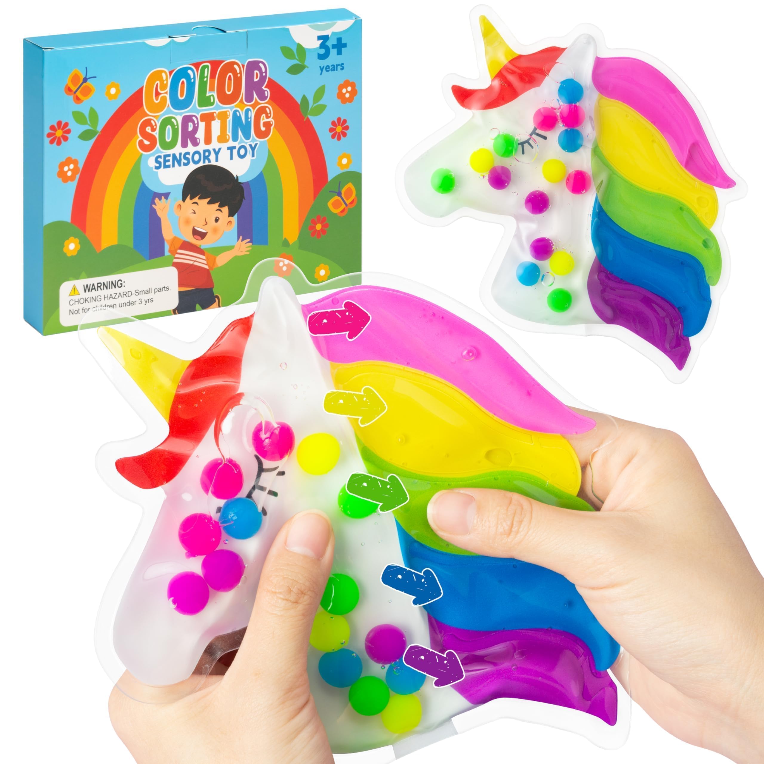 Photo 1 of EZdhuawuse Unicorn Color Sorting Sensory Toy Summer Fine Motor Skill Learning Game for Toddlers, Pressure-Relief Toy Preschool Activities Educational for Autism Kids, Calm Down Supplies for Kids 3+