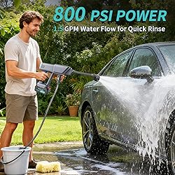 Cordless Pressure Washer Battery Powered; 800PSI