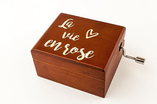 Caja de música de madera grabada La vie en rose : Amazon.es ...
