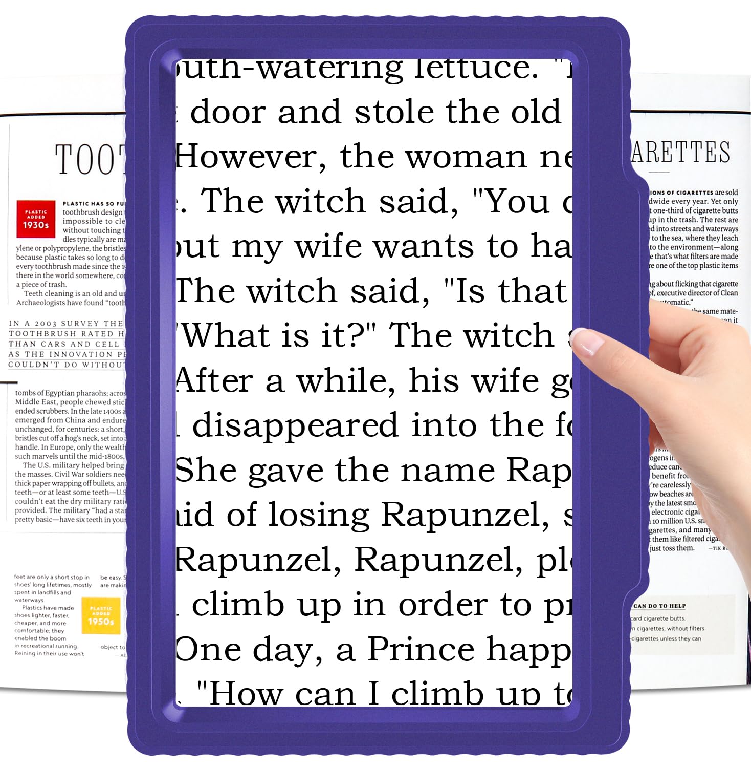 5X Magnifying Glass for Reading,Large and Lightweight Magnifier Offering a Spacious Viewing Area, Magnifier for Enhancing Reading of Fine Prints and Assisting Individuals with Visual Impairments,Blue