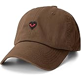 Women's Baseball Cap - Vintage Washed Cotton Dad Hat, Adjustable Soft Brim Sun Hat with Heart Smiley Embroidery for Outdoor