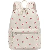 Corduroy Mini Backpack Purse for Women Girls, Fashion Small Backpack for Adults Teens Kids School Travel (Cherry)