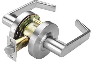 LYNN HARDWARE Commercial Door Lever Lock - Heavy-Duty Locking Door Handle, Designer Door Handles, Cylindrical Lever Lock, Non-Handed Grade 2 Door Handle, Satin Chrome, Passage/Closet