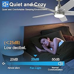 42 Inch Nickel Ceiling Fan with Light and Remote