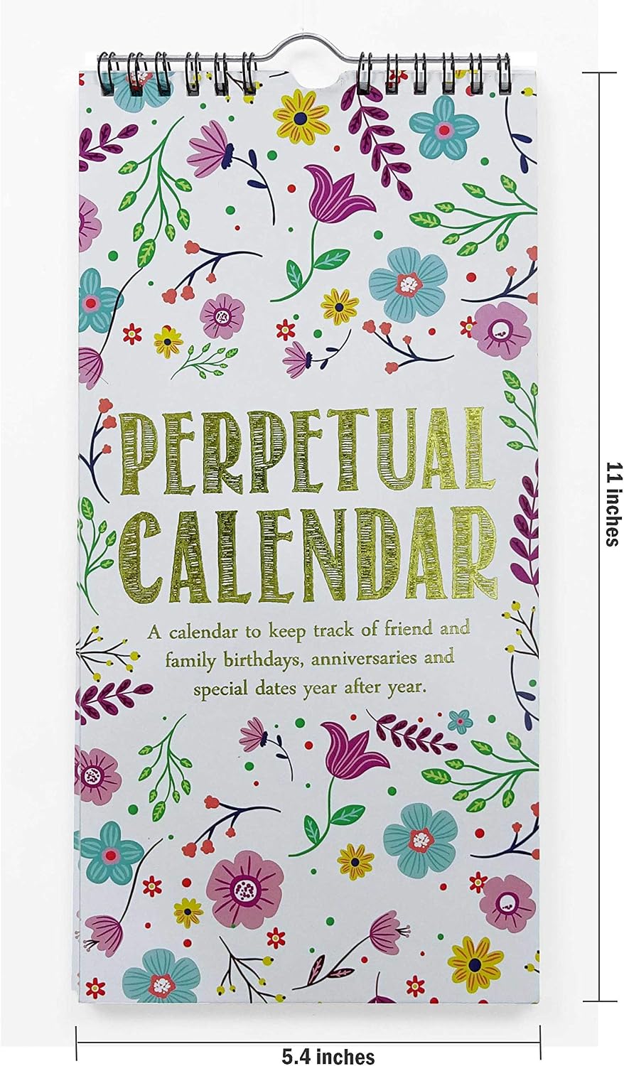 Inkdotpot Floral Rustic Gold Foil Print Perpetual Calendar Birthday Wall Hanging Anniversary Special Event Reminder Calendar Book Journal Stationary Wall Hanging Birthday Gift Card Planner Organizer - Image 4