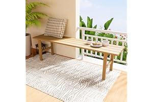 RICNOD Outdoor Bench Patio Bench Backless, Aluminum 53.1" x 13.2"x 15.2"Rust-Proof for Porch, Backyard and Garden, Wood Color