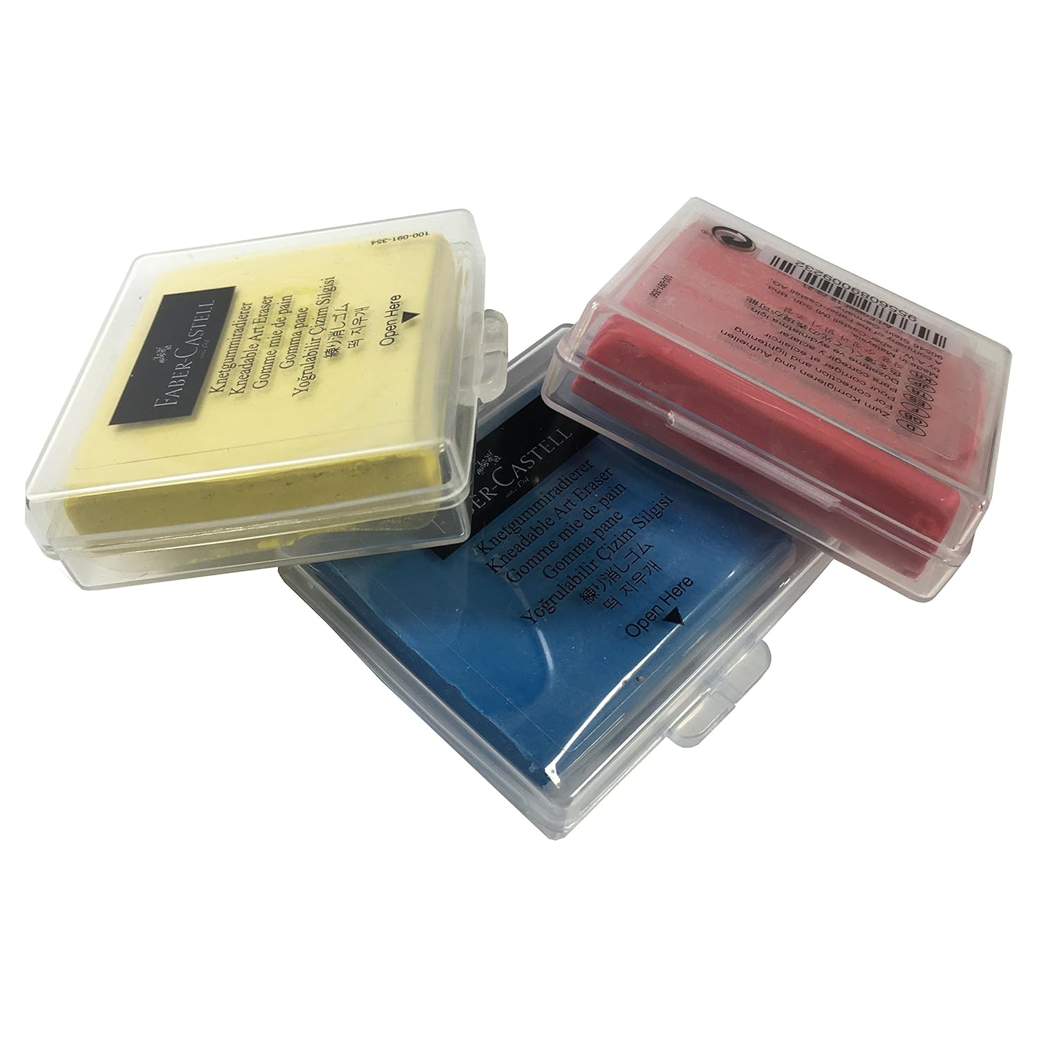 3 + 1 Blue FaberCastell Colored Kneaded Art Eraser Soft Durable Sketch