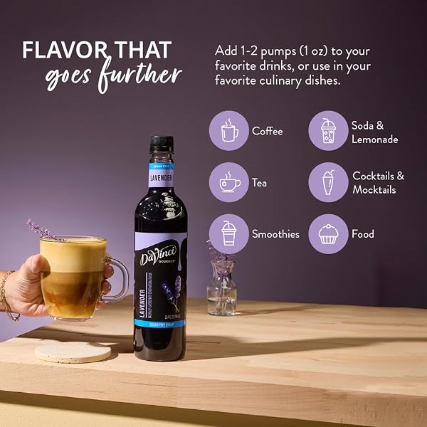 DAVINCI GOURMET SUGAR-FREE LAVENDER SYRUP, 25.4 FLUID OUNCES (PACK OF 1)