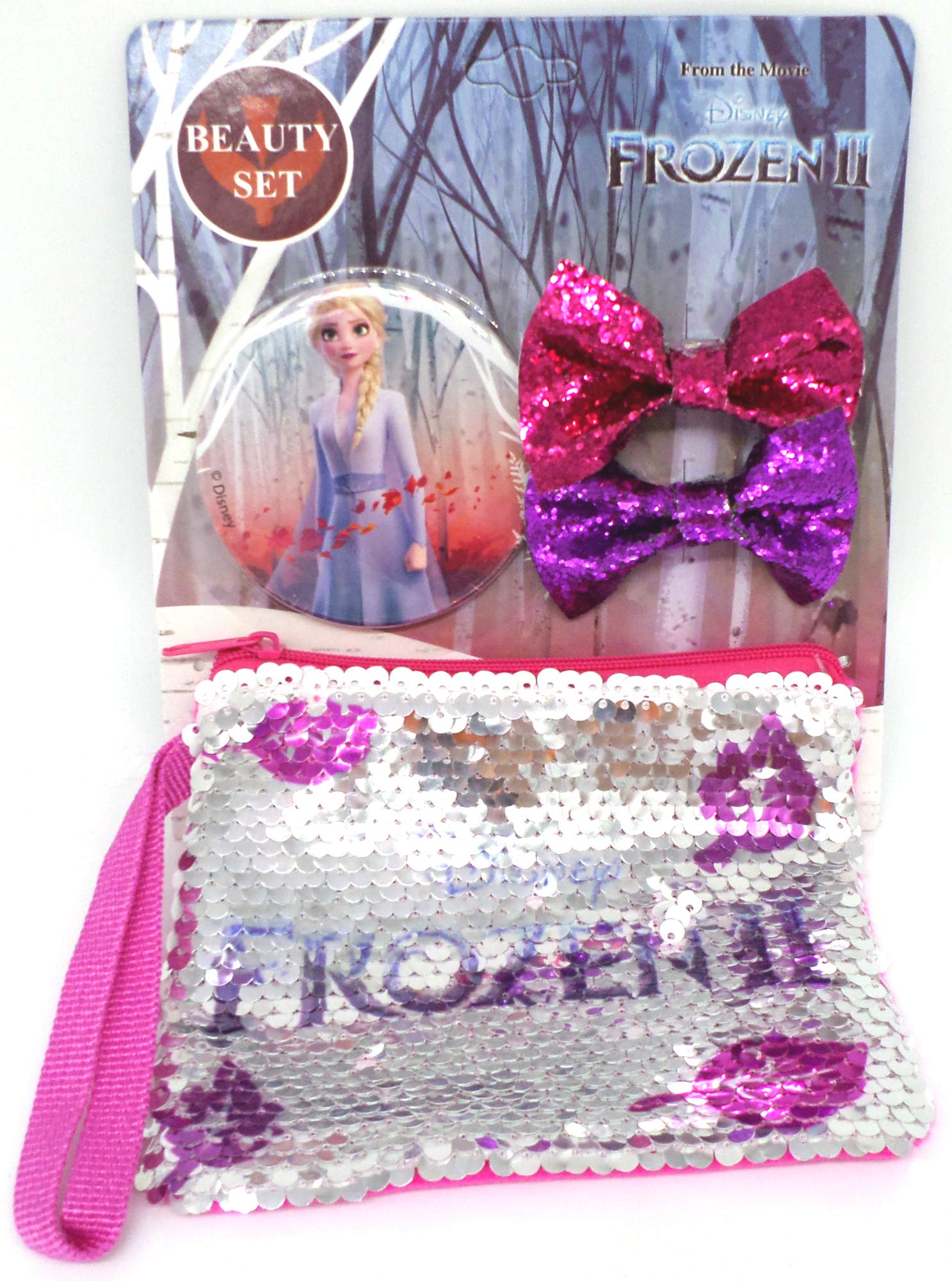 TLD Disney Frozen Mirror Sequin Purse and Bow Set