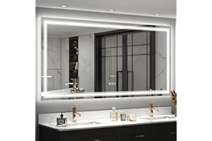 GOLOMO 72x36 Large LED Mirror for Wall, Lighted Bathroom Vanity Mirror with Lights, Anti-Fog, Dimmable, Shatterproof, Memory, ETL Listed (Backlit + Front Lighted)