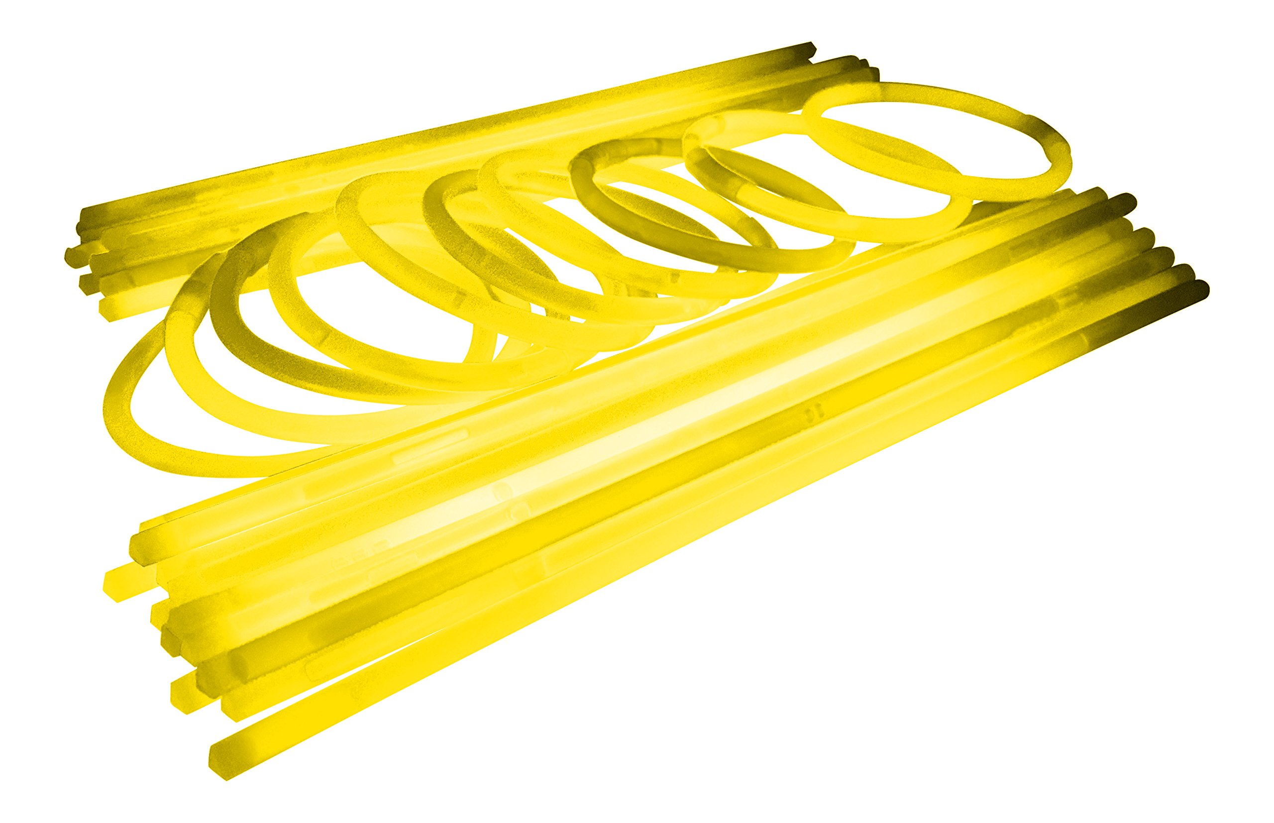 Glowtopia 8 inch Glow Stick Bracelets + Connectors - Premium Glowsticks from (100 Pack, Yellow)