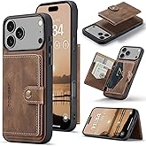 Newhalper Wallet Case Designed for iPhone 17 Pro Max Premium PU Leather Detachable Magnetic Card Holder Shockproof Magnet Wallet Phone Cover for iPhone 17 ProMax (Brown)