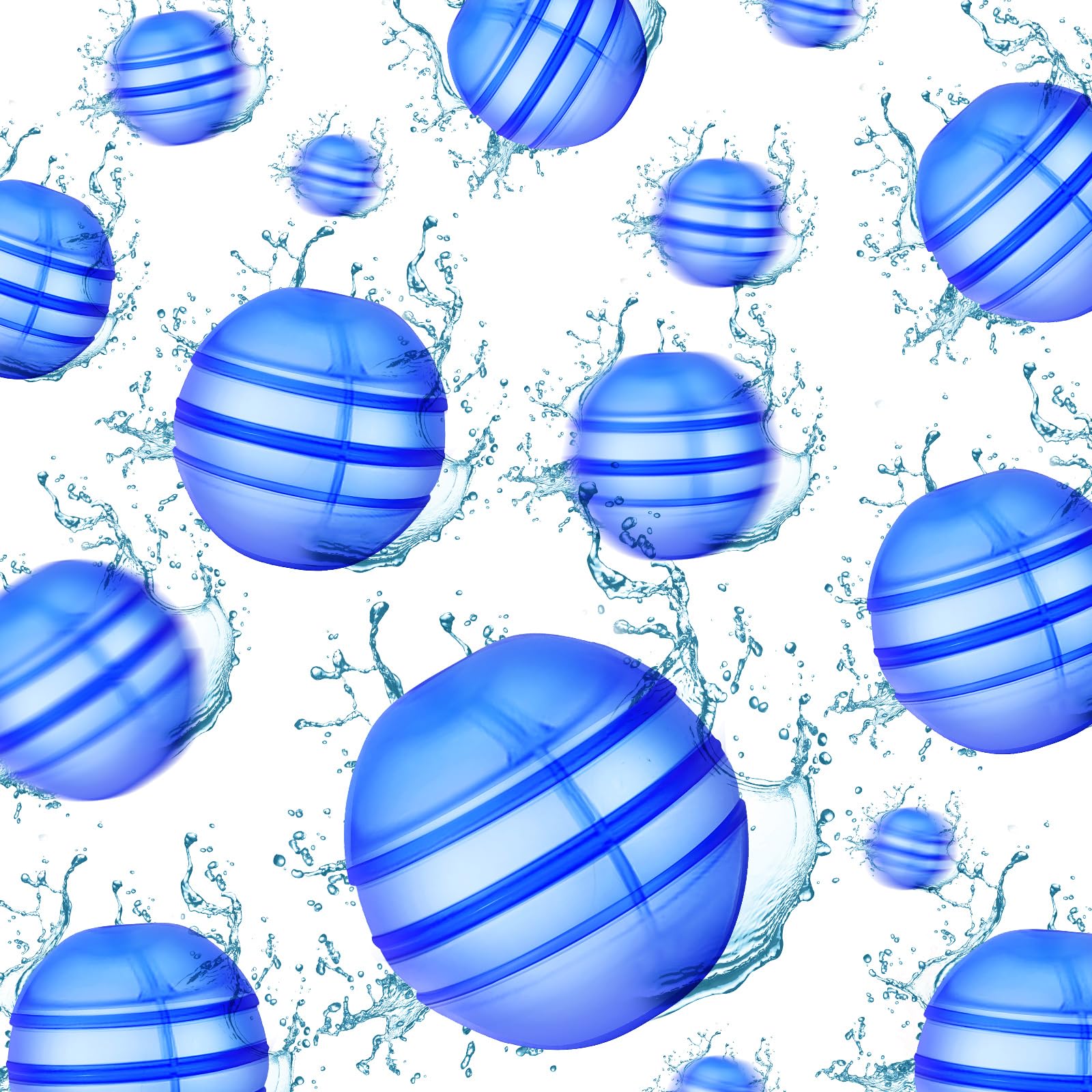 Photo 1 of Soulchen 18 Pcs Refillable Water Balloons Reusable Self Sealing Silicone Water Balloons Quick Fill Balls Outdoor Summer Toys Outside Summer Pool Party Supplies(Blue)