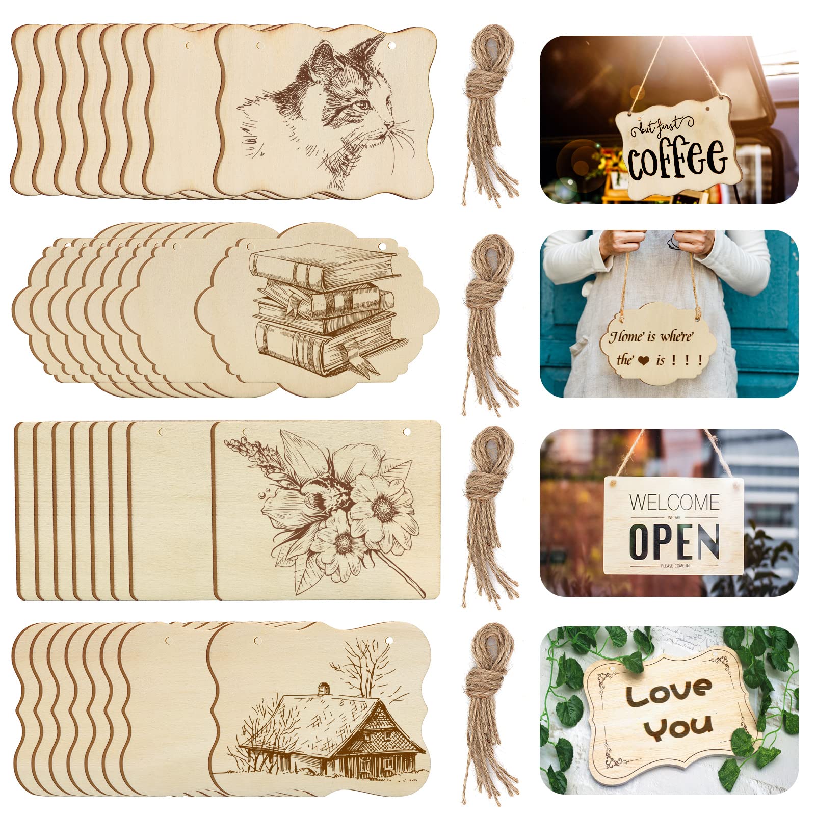 Unfinished Wood Ornaments, PETUOL DIY 32pcs 4x3in Creative Irregular Blank Wood Natural Slices for DIY Crafts, Painting, Wood Burning, Writing, Photo Props, Coasters and Home Decorations
